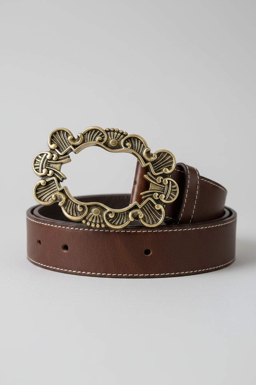 Rachels Closet Vintage y2k Retro Style Women Brown leather Belt