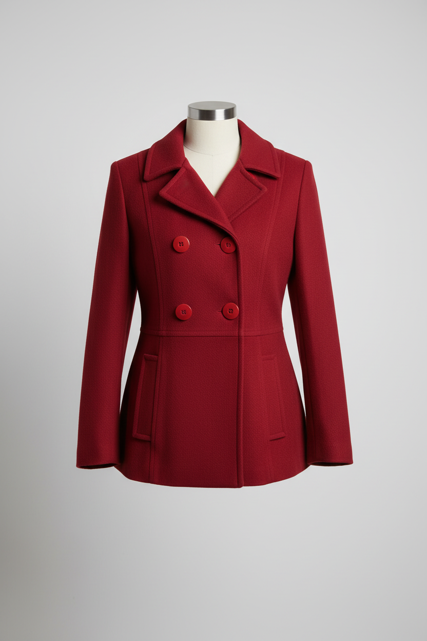  Vintage y2k red womens double breasted wool coat