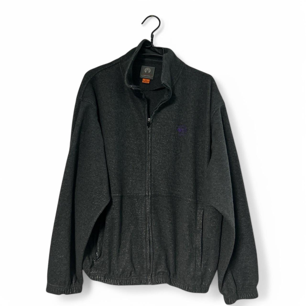 Vintage Weatherproof Garment Co. Men's Dark Gray Fleece Full-Zip Jacket with Pockets, Size XL - SKU 6869