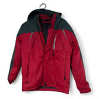 Red and black windbreaker fleeced lined  jacket #outdoorjacket in medium pit to pit 27 width to to width 21 SKU 6868