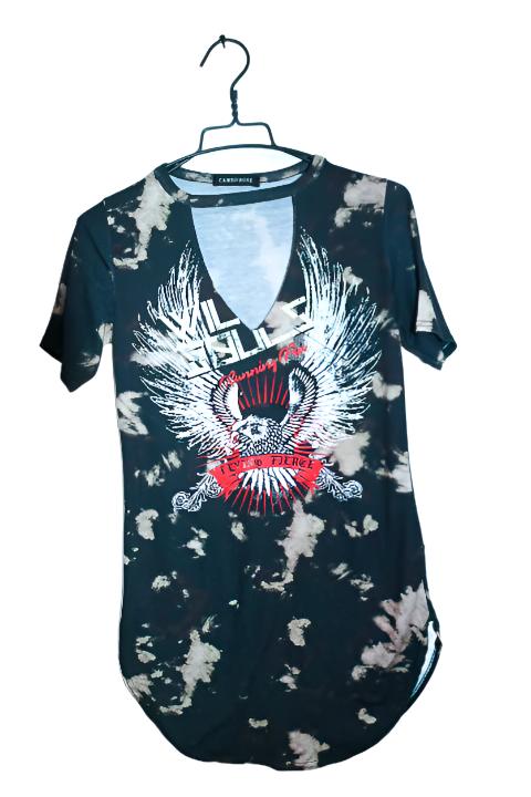 Women black Cameo rose V-neck mini dress UK 8|L33 W15|SKU 6624
