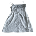 Women's White round neck satin mini zip up Corset knee length Y2K Dress