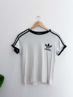 Vintage white adidas black three stripe medium tshirt