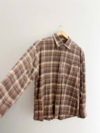 Vintage brown checkered mens large long sleeve shirt