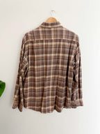 Vintage brown checkered mens large long sleeve shirt