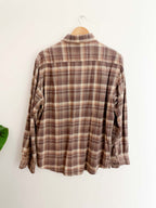 Vintage brown checkered mens large long sleeve shirt