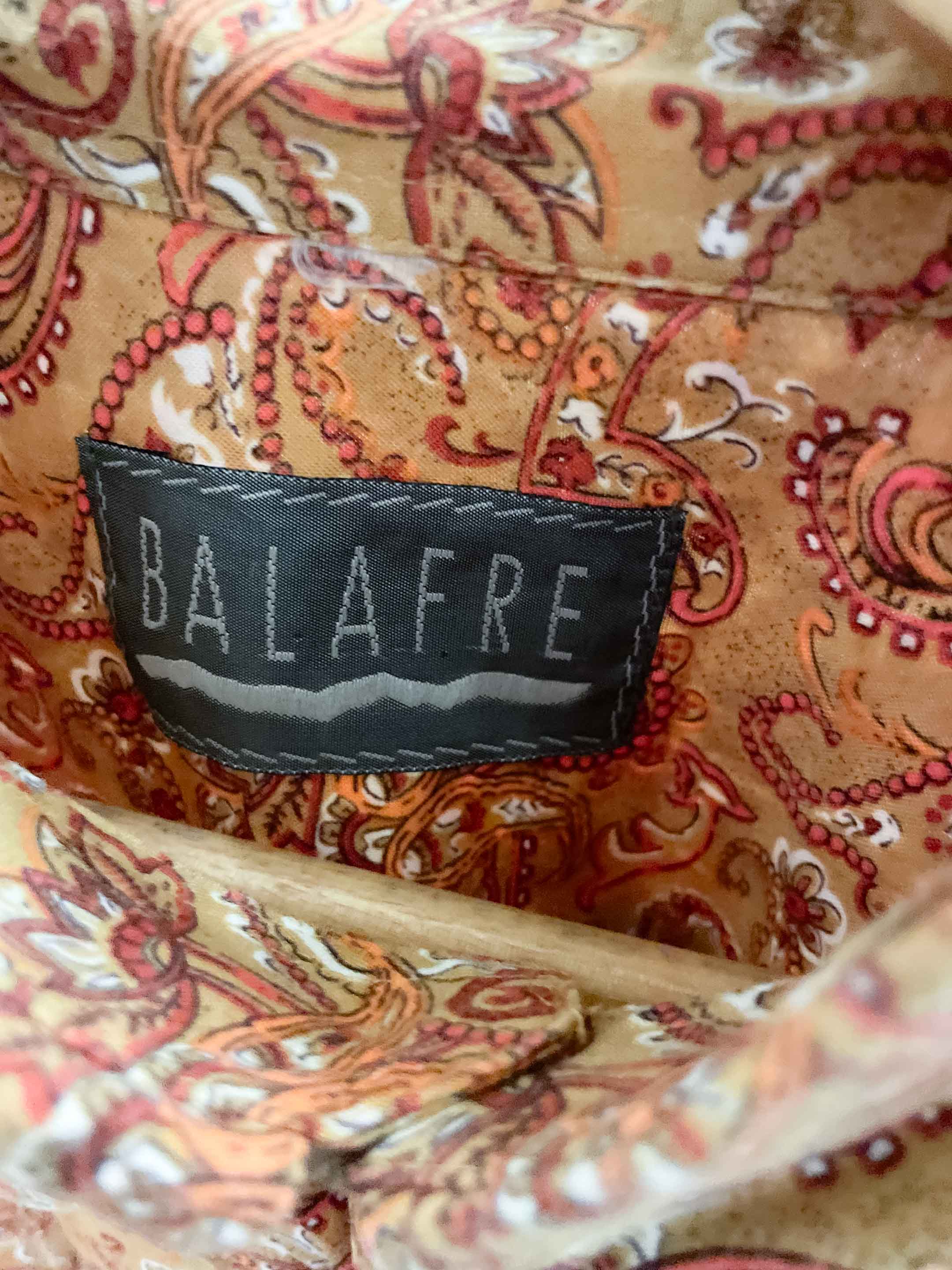 Vintage Balafre orange floral printed pattern medium long sleeve shirt