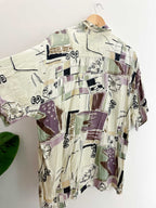 Vintage large multi abstract pattern short sleeve shirt