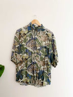 Vintage Yangtze large multi abstract pattern short sleeve shirt