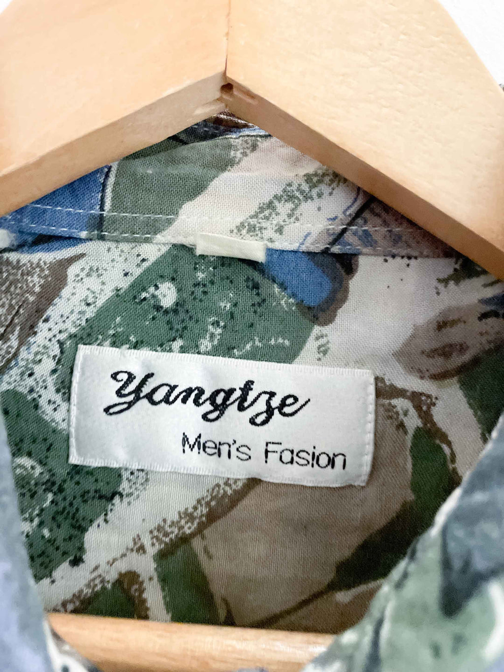 Vintage Yangtze large multi abstract pattern short sleeve shirt