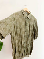 Vintage large green printed pattern mens short sleeve short