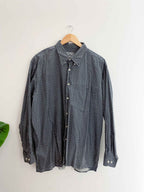 Vintage blue joka floral pattern mens long sleeve shirt