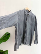 Vintage blue joka floral pattern mens long sleeve shirt