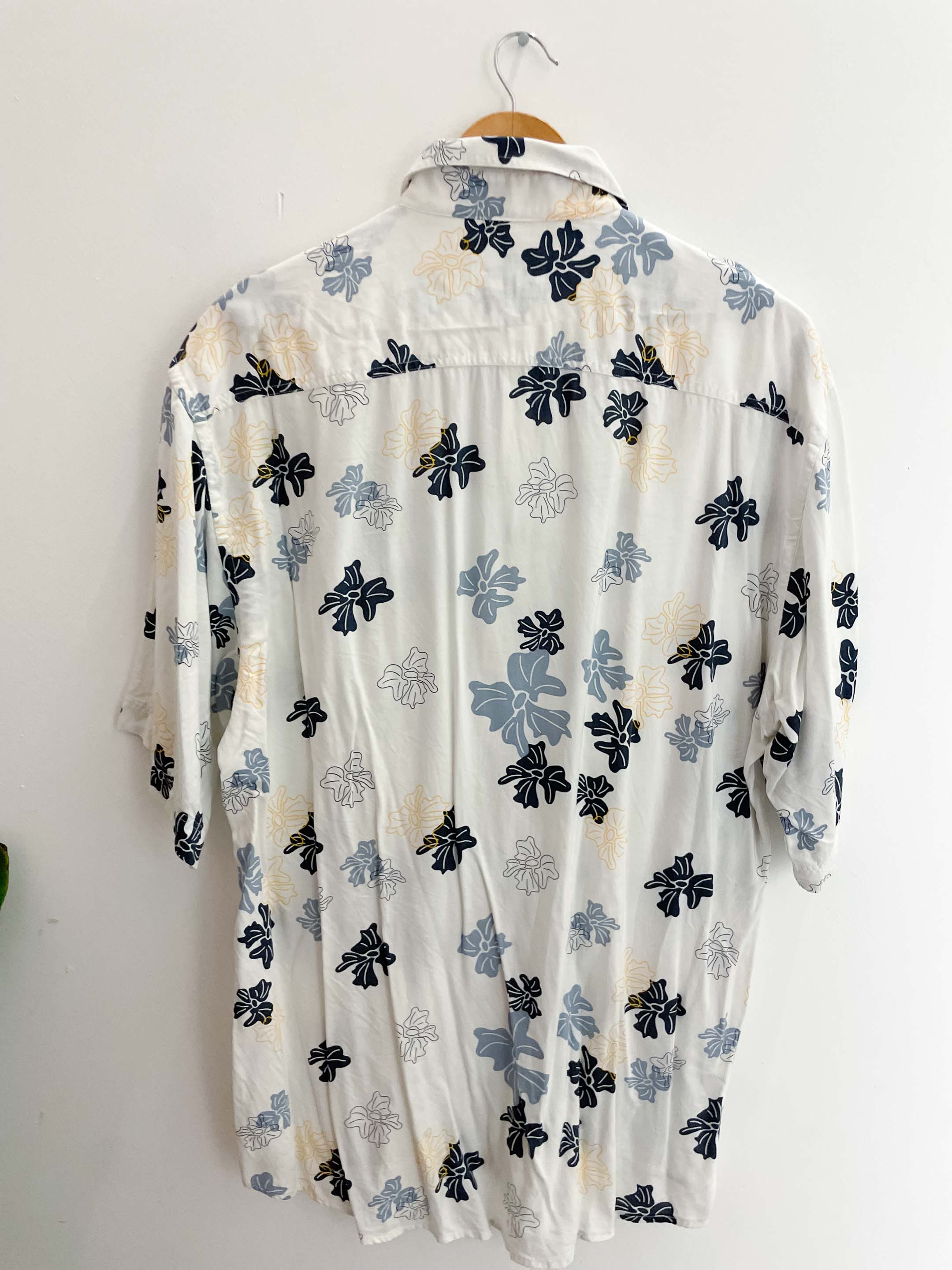 Vintage steve ketell white floral pattern mens shirt size M