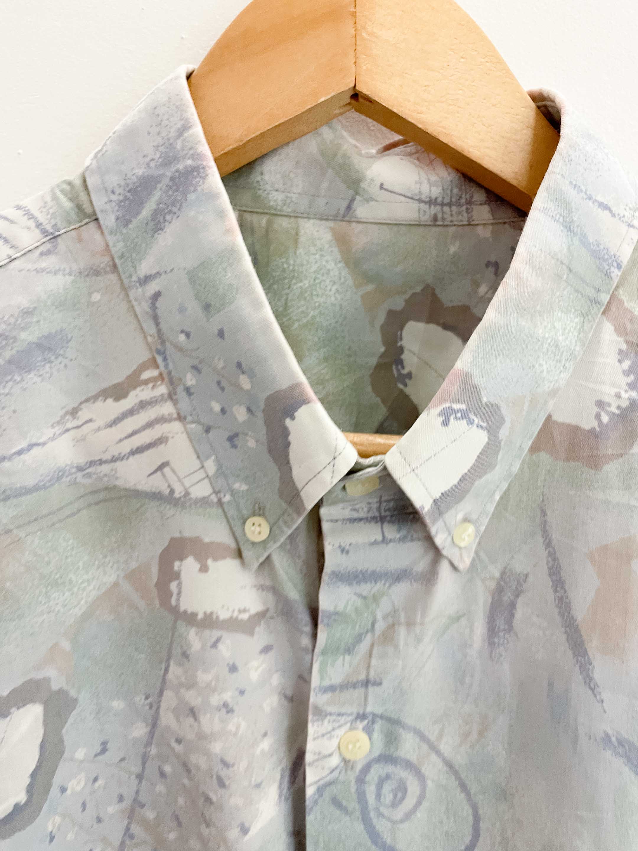 Vintage grey abstract pattern mens short sleeve shirt size M