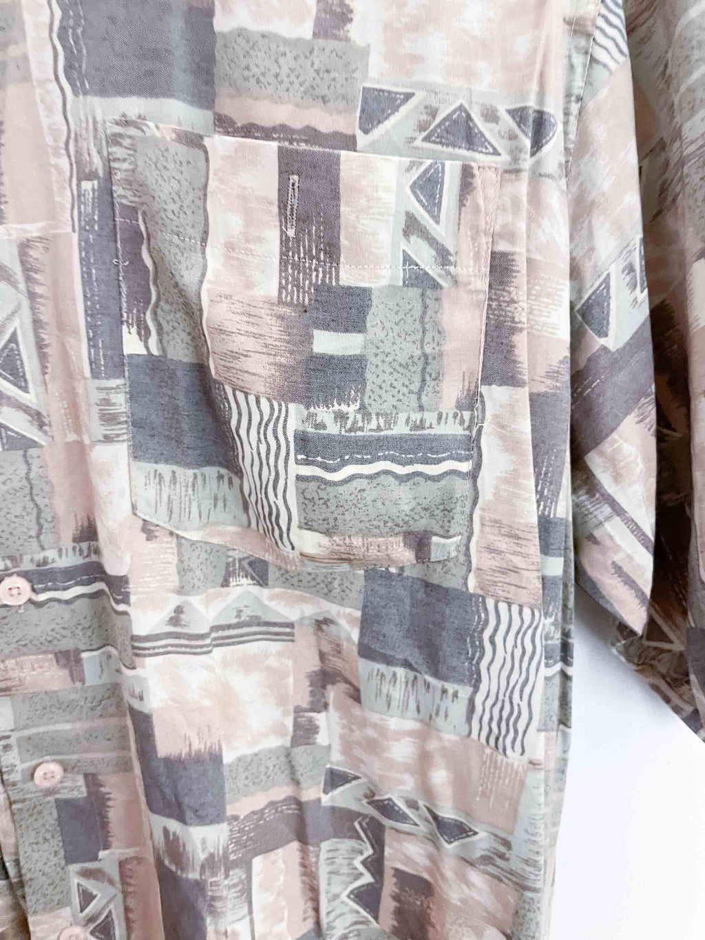 Vintage henry morell grey patterned short sleeve mens medium shirt