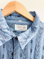 Vintage John F.Gee blue patterned long sleeve large shirt