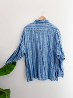 Vintage John F.Gee blue patterned long sleeve large shirt