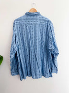 Vintage John F.Gee blue patterned long sleeve large shirt
