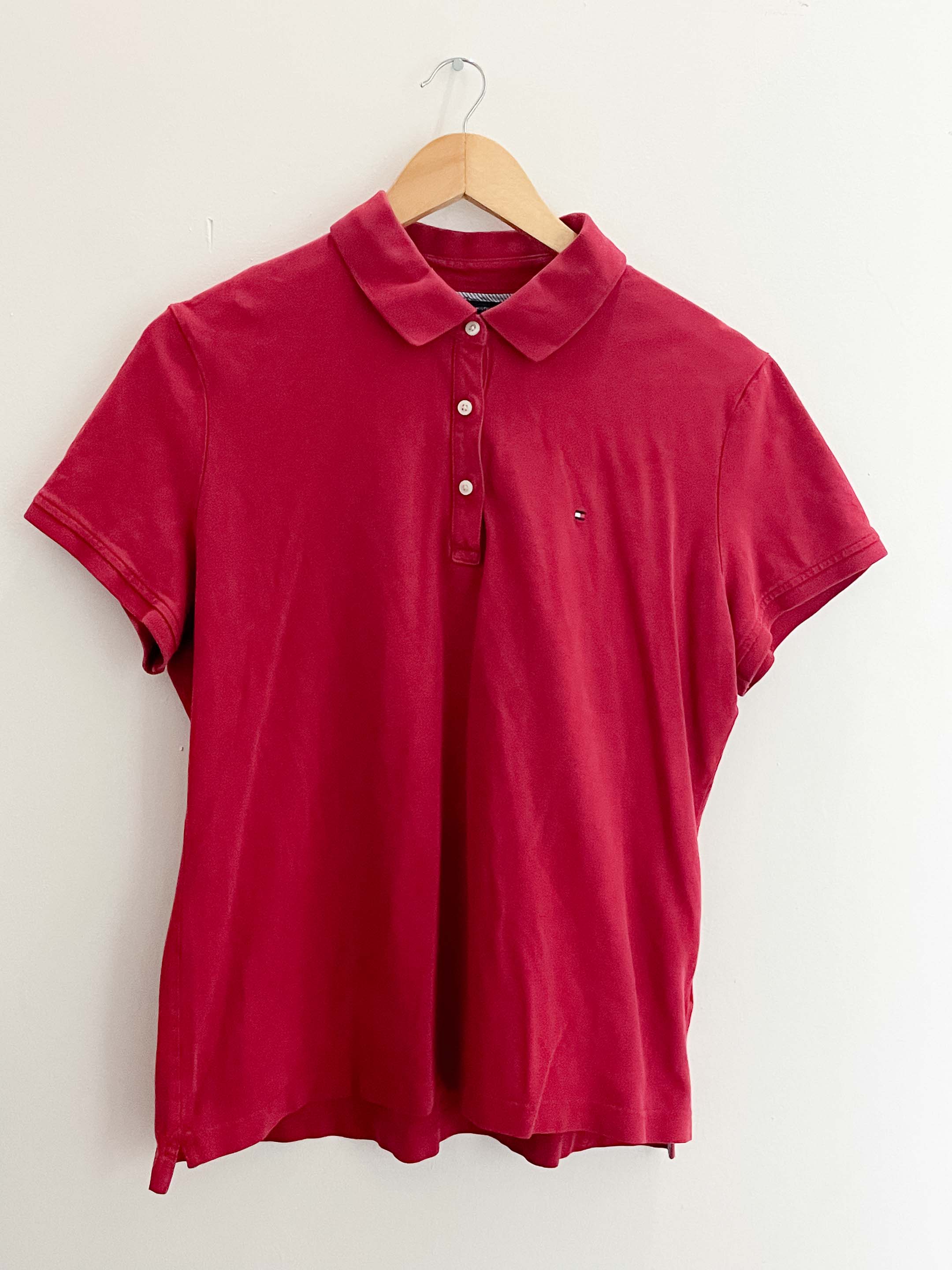 Vintage red mens tommy hilfiger polo shirt size XL
