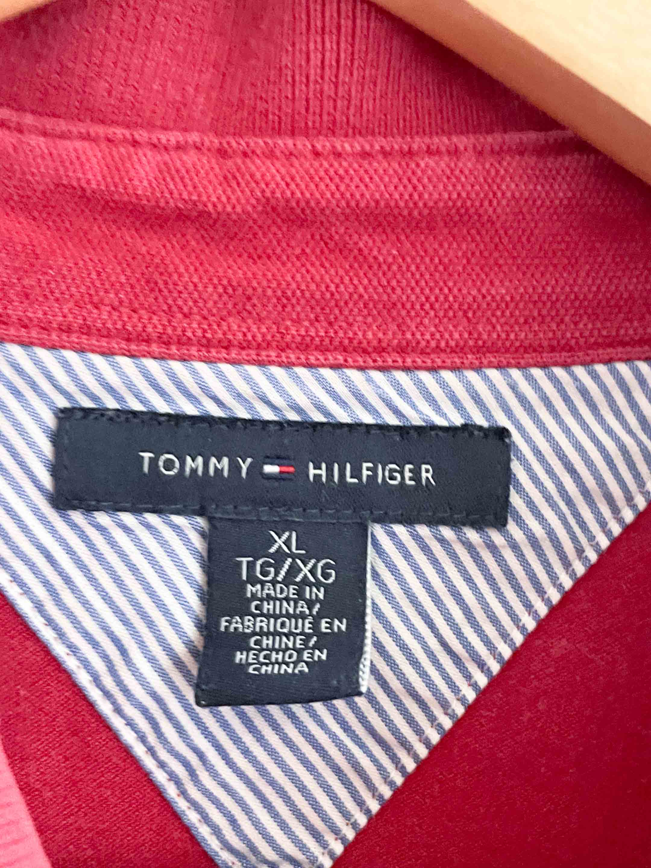 Vintage red mens tommy hilfiger polo shirt size XL