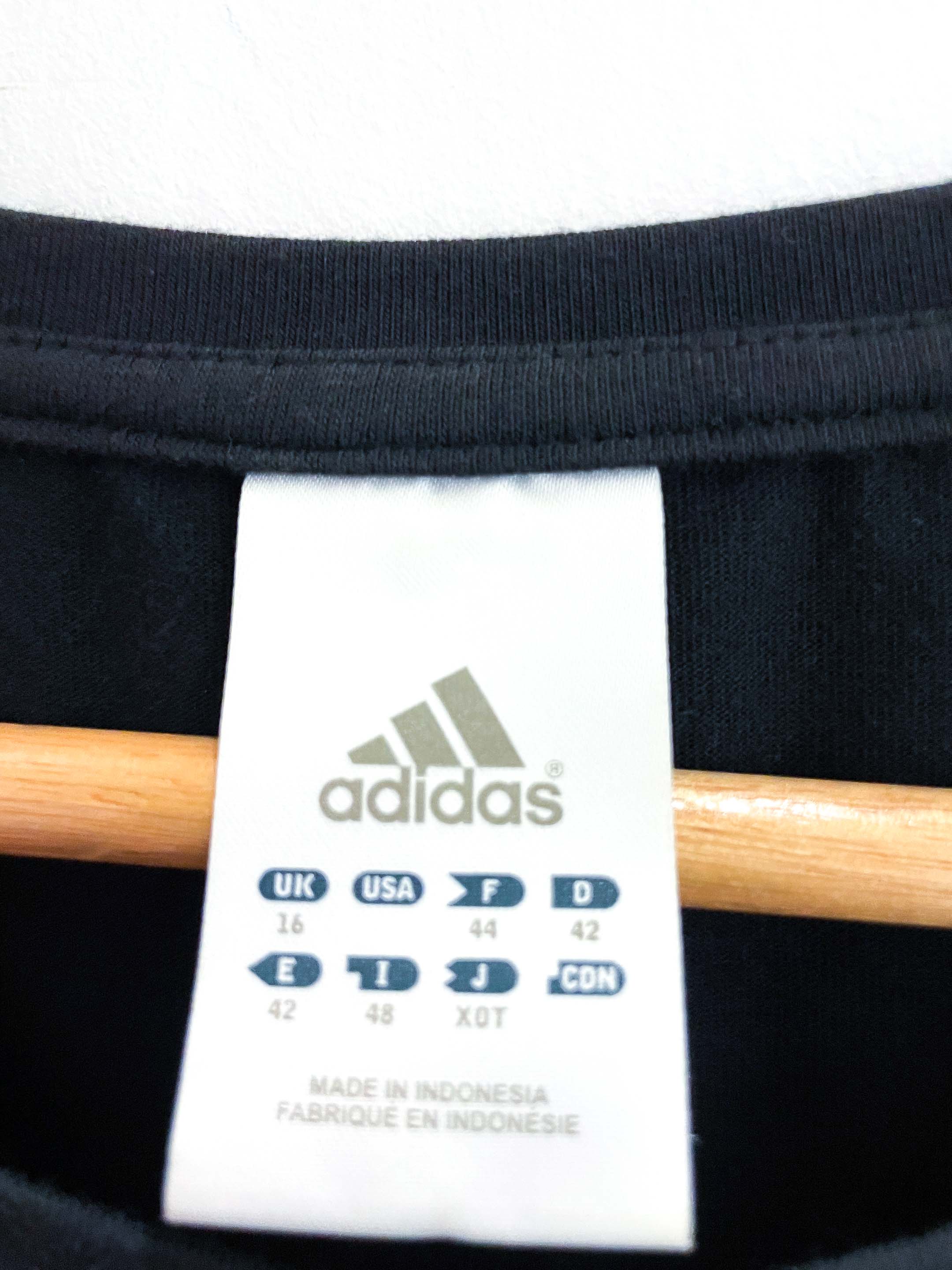 Vintage black blue 3 stripe adidas tshirt size M