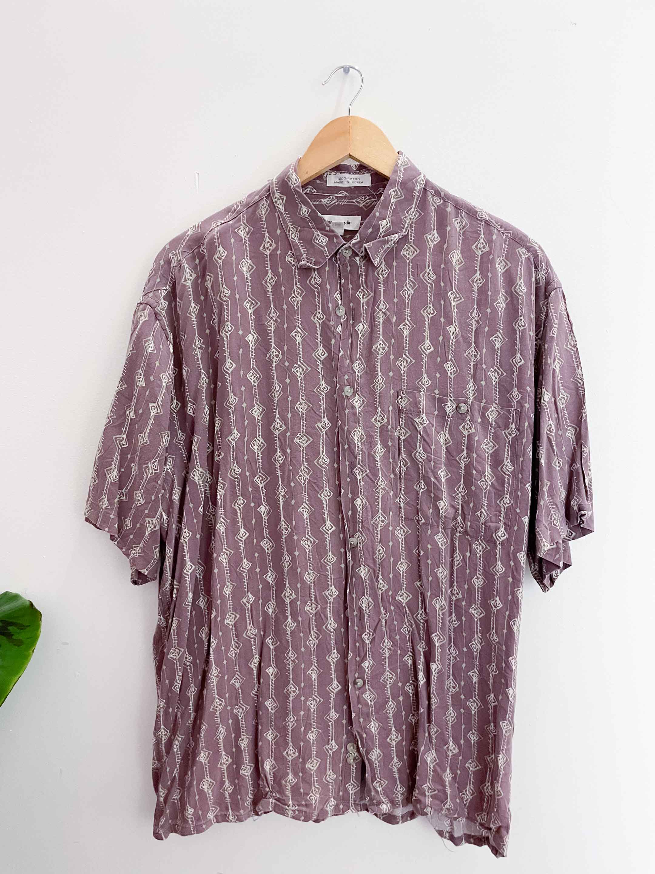 Vintage pierre cardin large brown short sleeve shirt