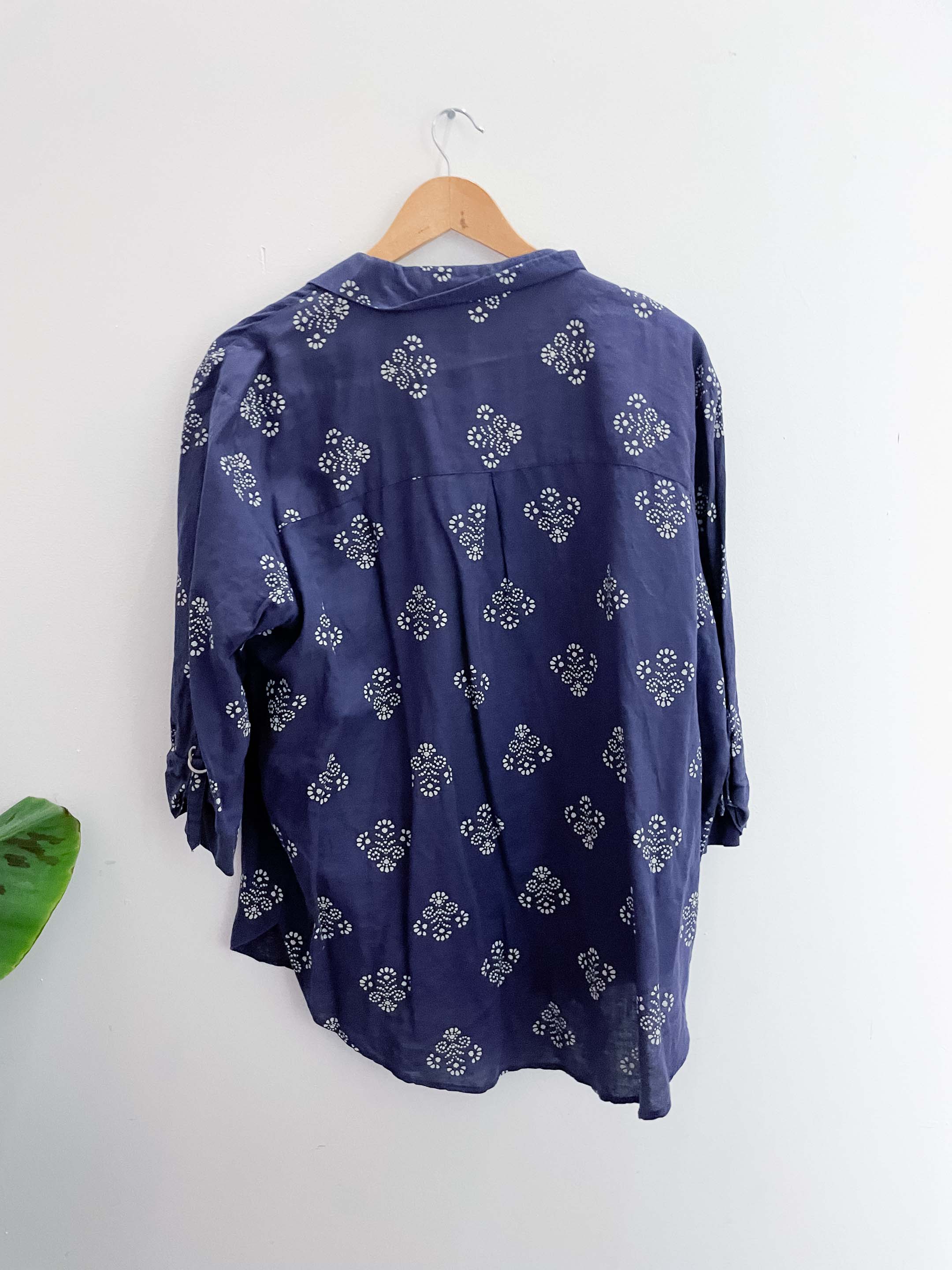 Vintage principles large purple patterned shirt