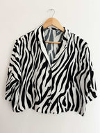 Vintage women satin zebra print shirt size 10
