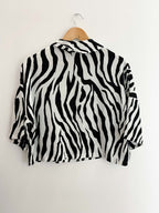 Vintage women satin zebra print shirt size 10
