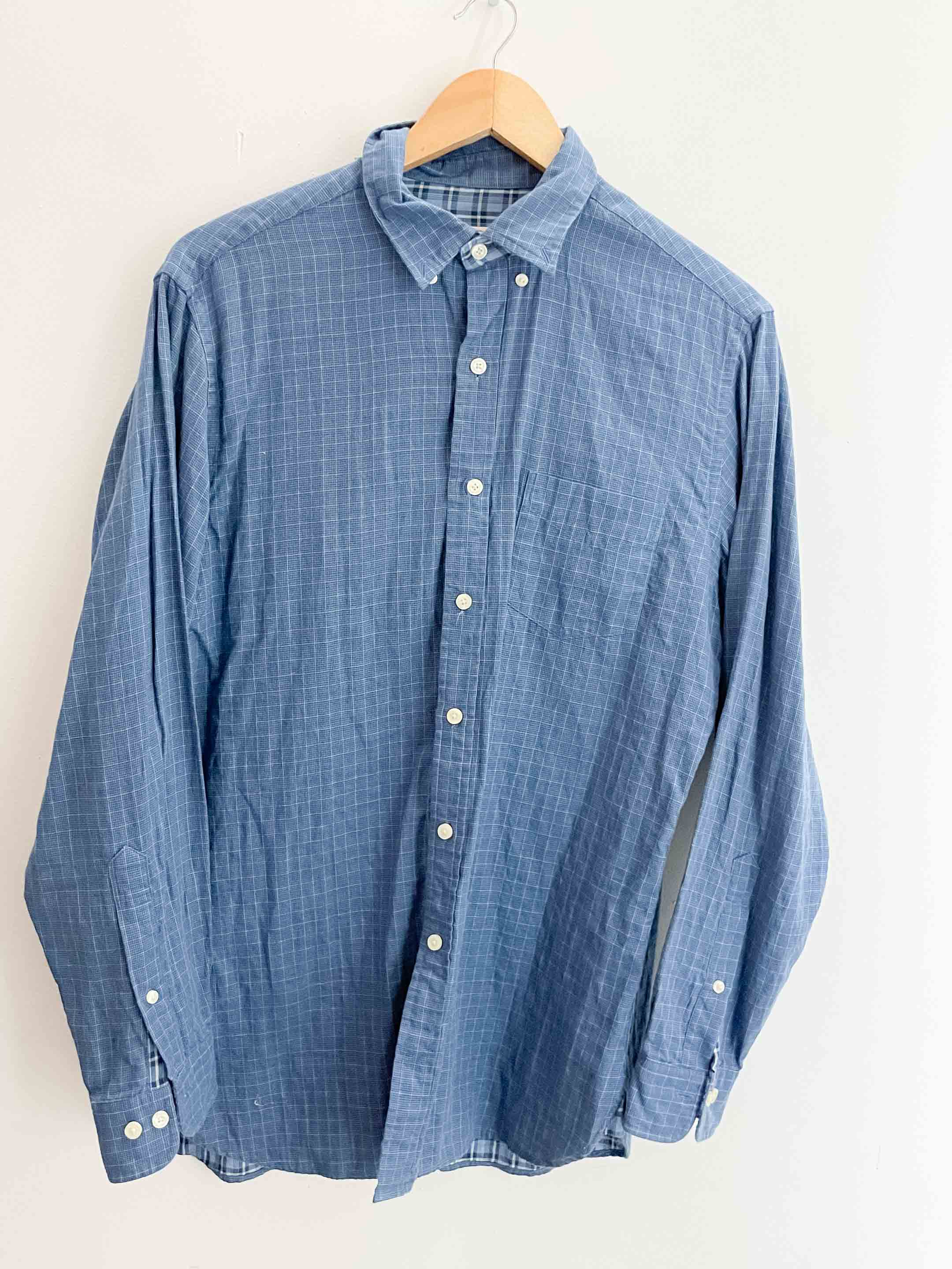 Vintage brooks brothers blue patterned medium mens shirt