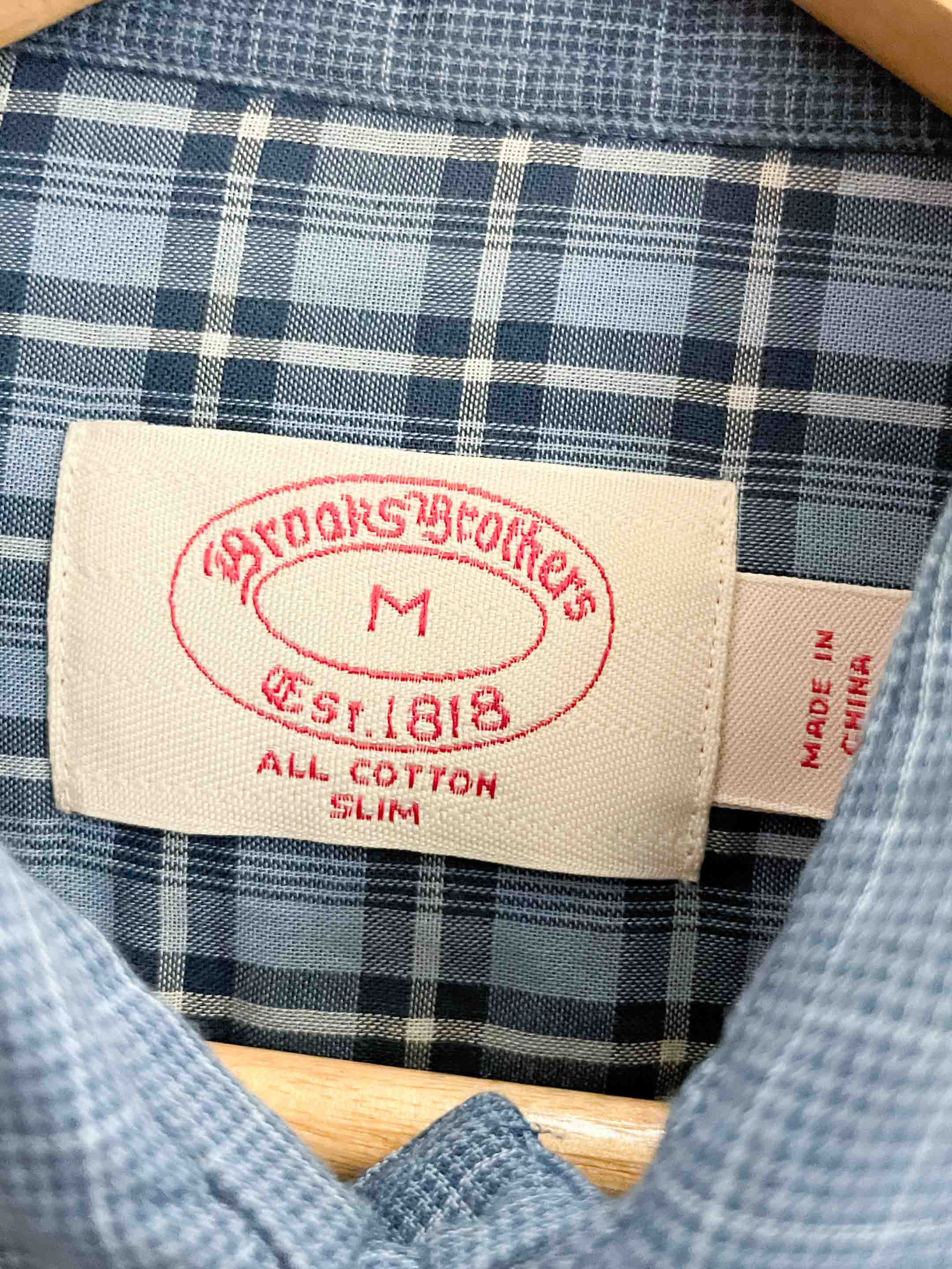 Vintage brooks brothers blue patterned medium mens shirt