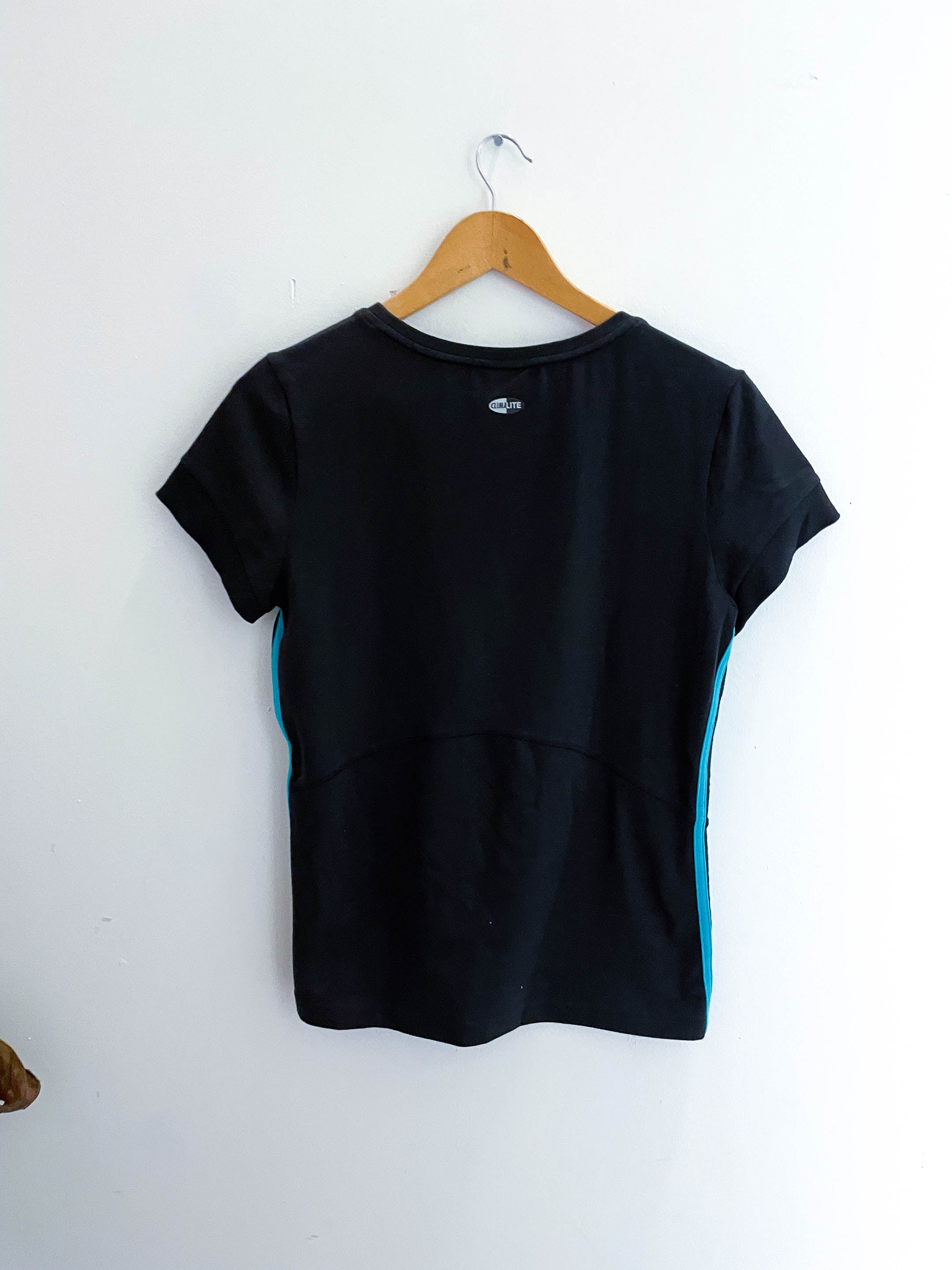 Vintage black blue 3 stripe adidas tshirt size M