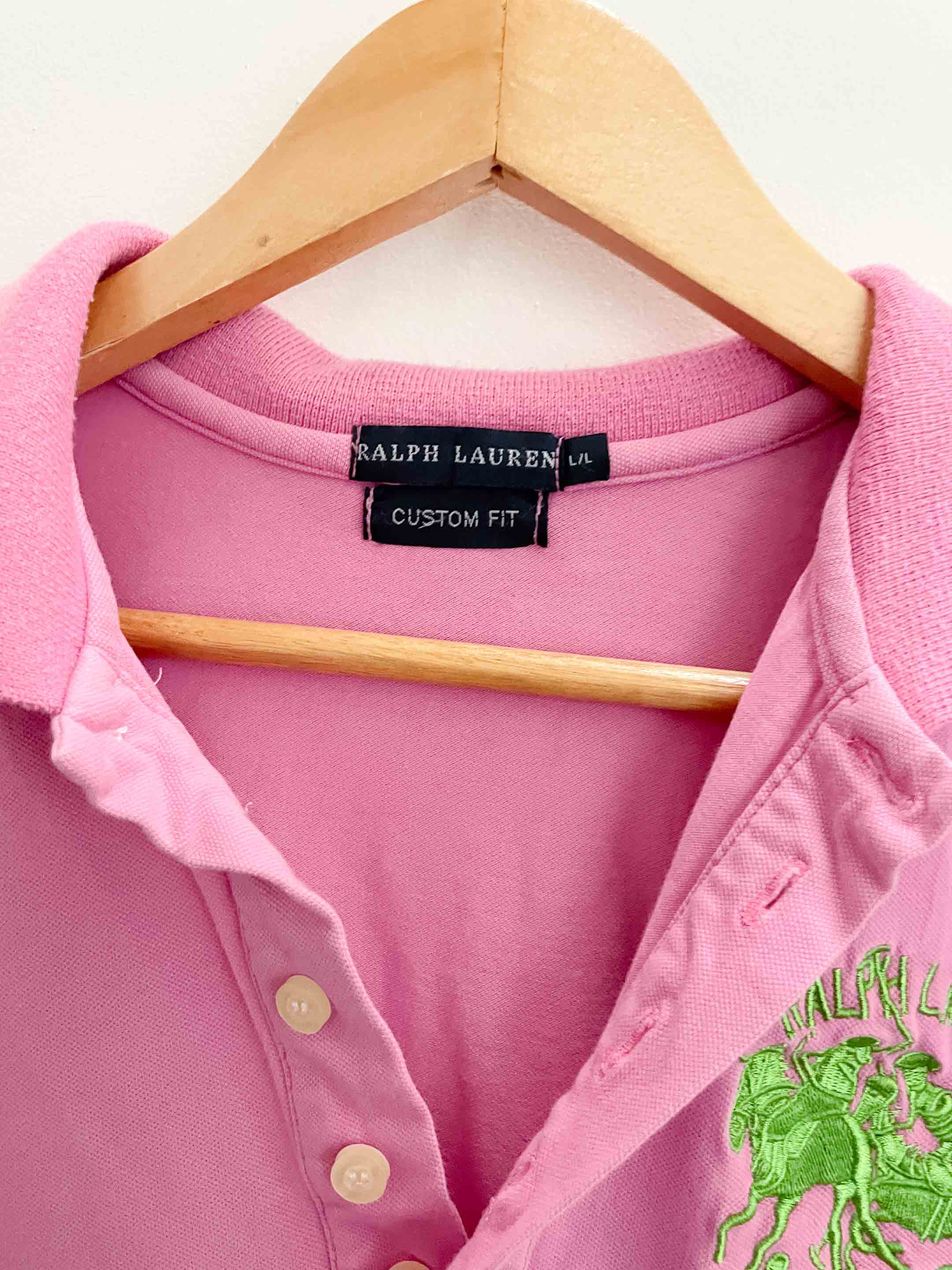 Vintage ralph lauren custom fit pink large polo shirt