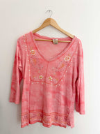 Vintage peach ladies large vneck blouse