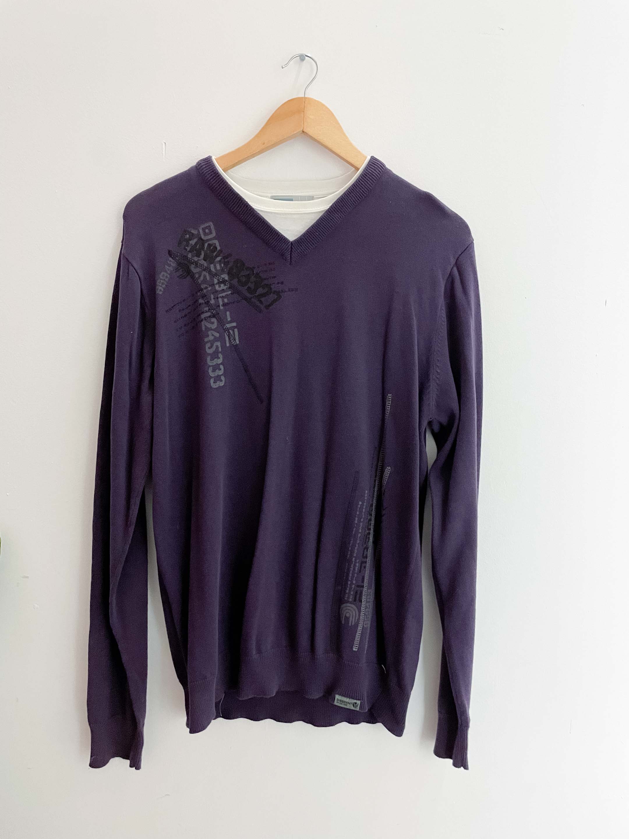Vintage Dissident vneck large purple jumper