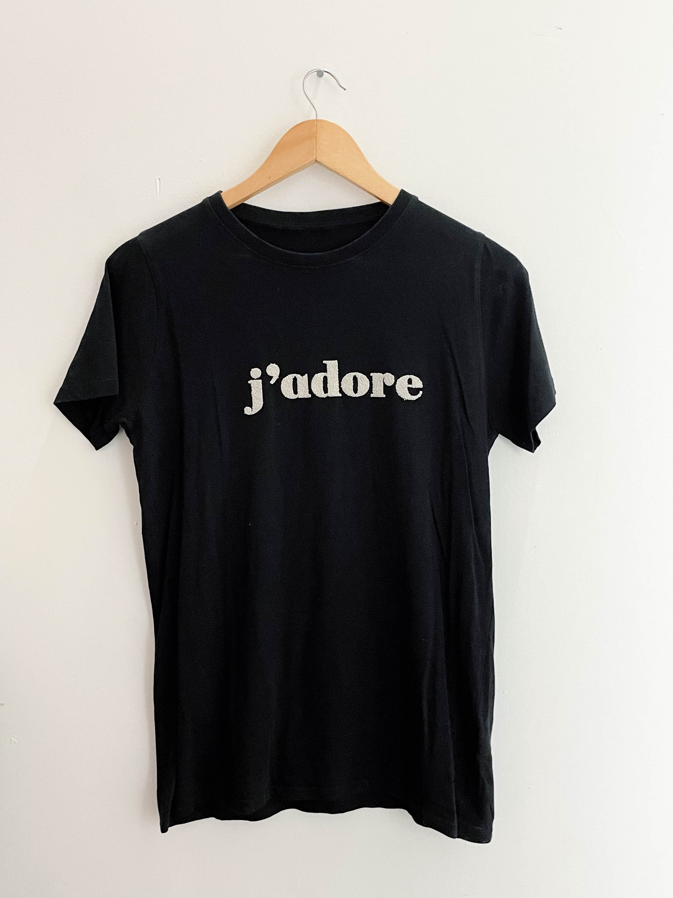 Vintage J'adore graphics black tshirt size uk 10