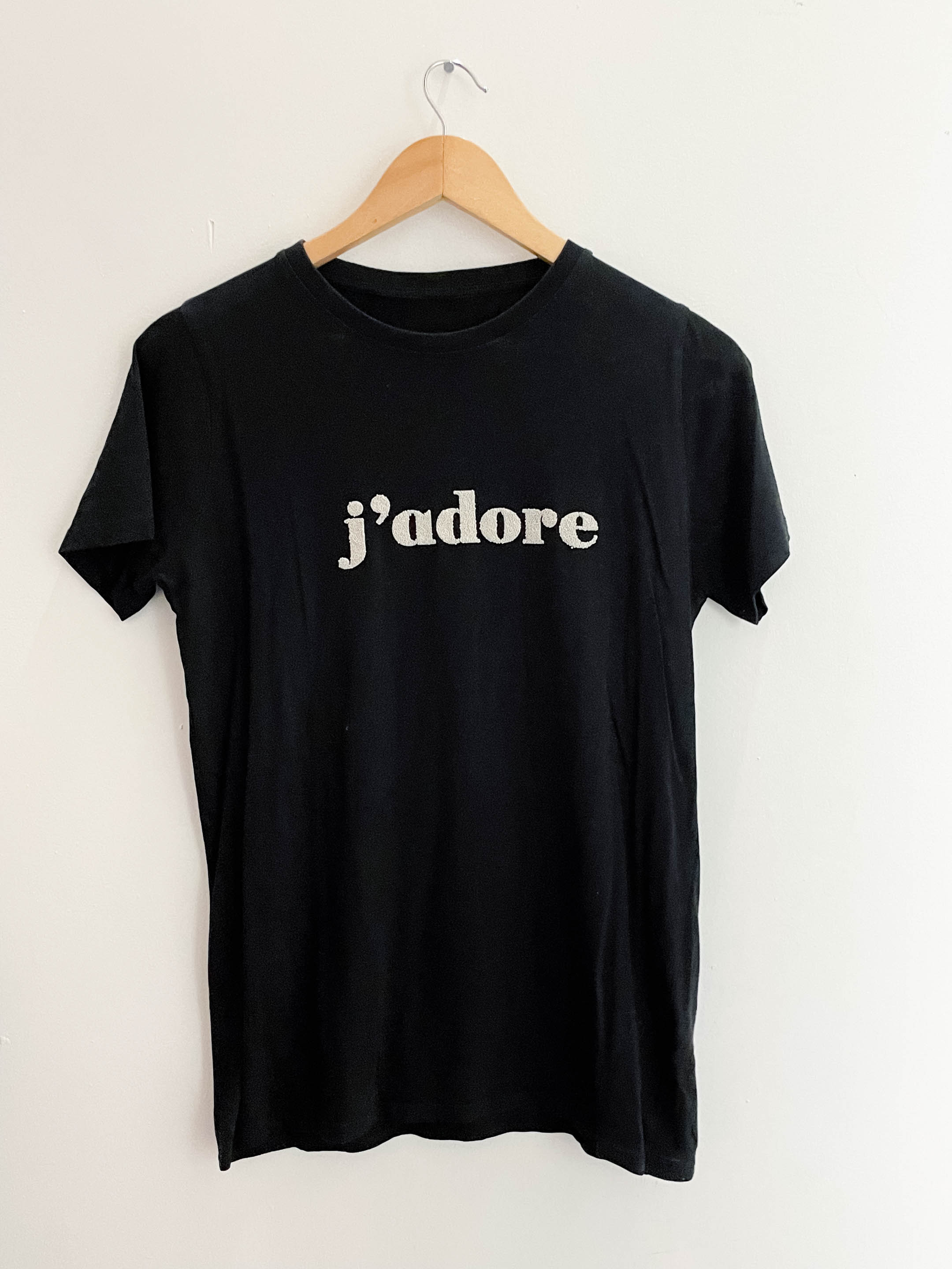 Vintage J'adore graphics black tshirt size uk 10