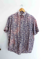 Vintage floral pattern mens purple short sleeve shirt