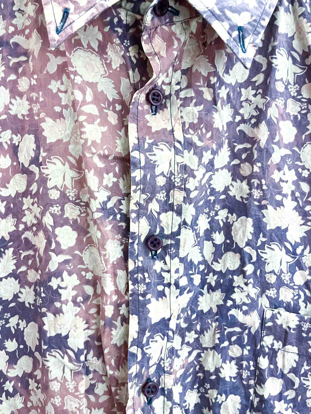 Vintage floral pattern mens purple short sleeve shirt