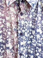 Vintage floral pattern mens purple short sleeve shirt