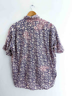 Vintage floral pattern mens purple short sleeve shirt