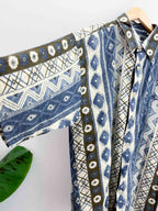 Vintage blue abstract pattern festive shirt size XL