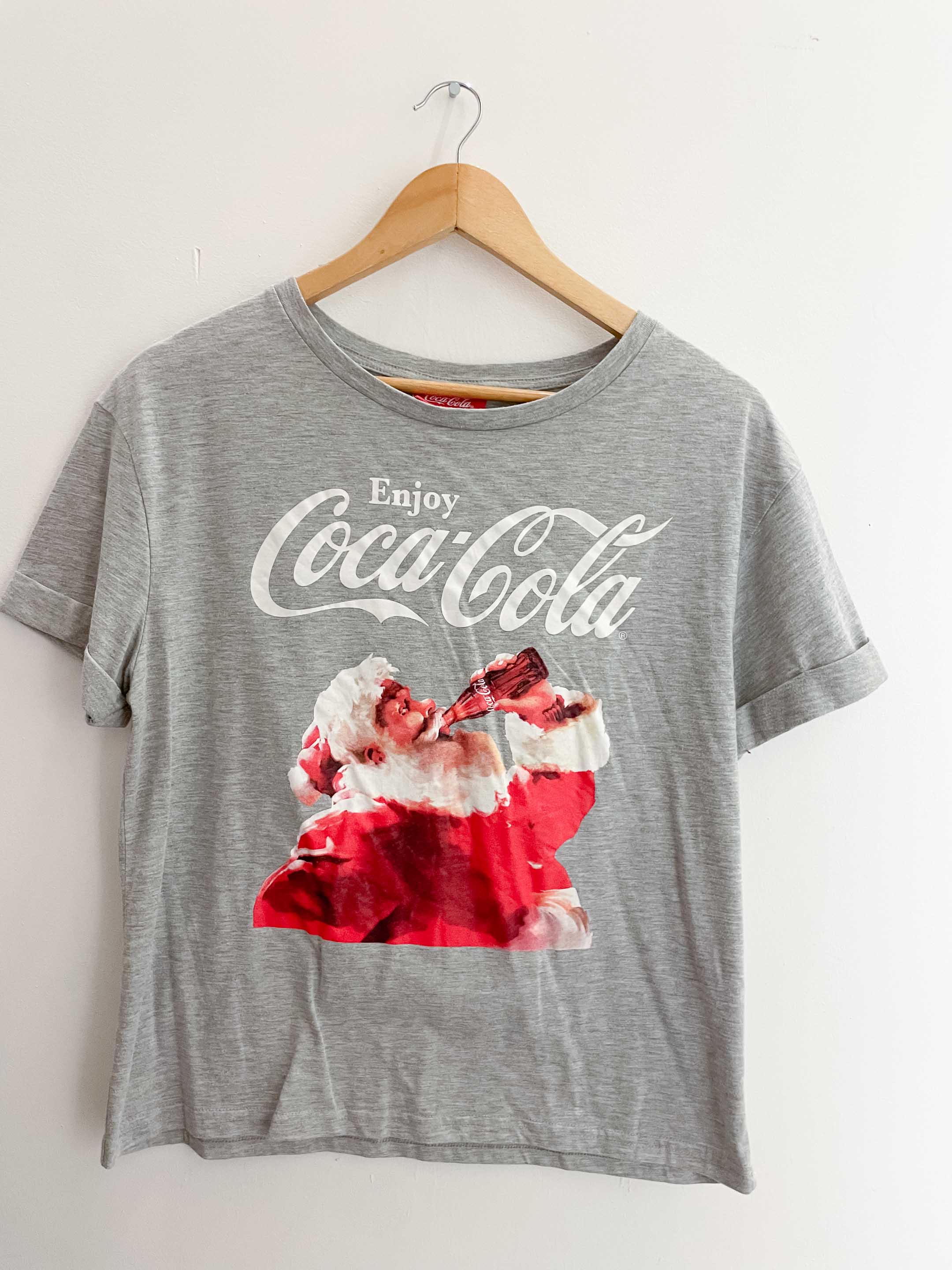 Vintage Grey Enjoy Coca Cola graphics large T-shirt