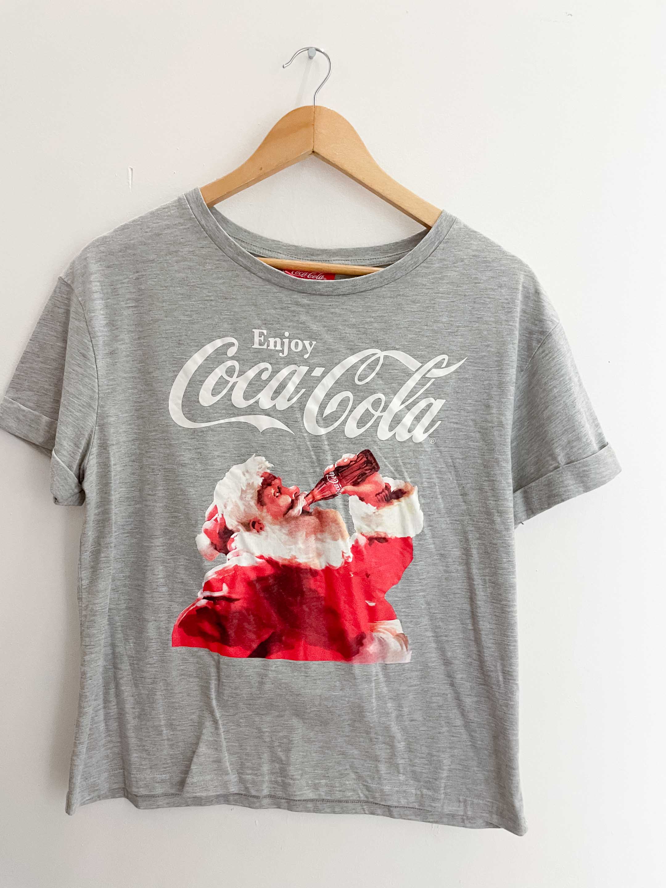 Vintage Grey Enjoy Coca Cola graphics large T-shirt