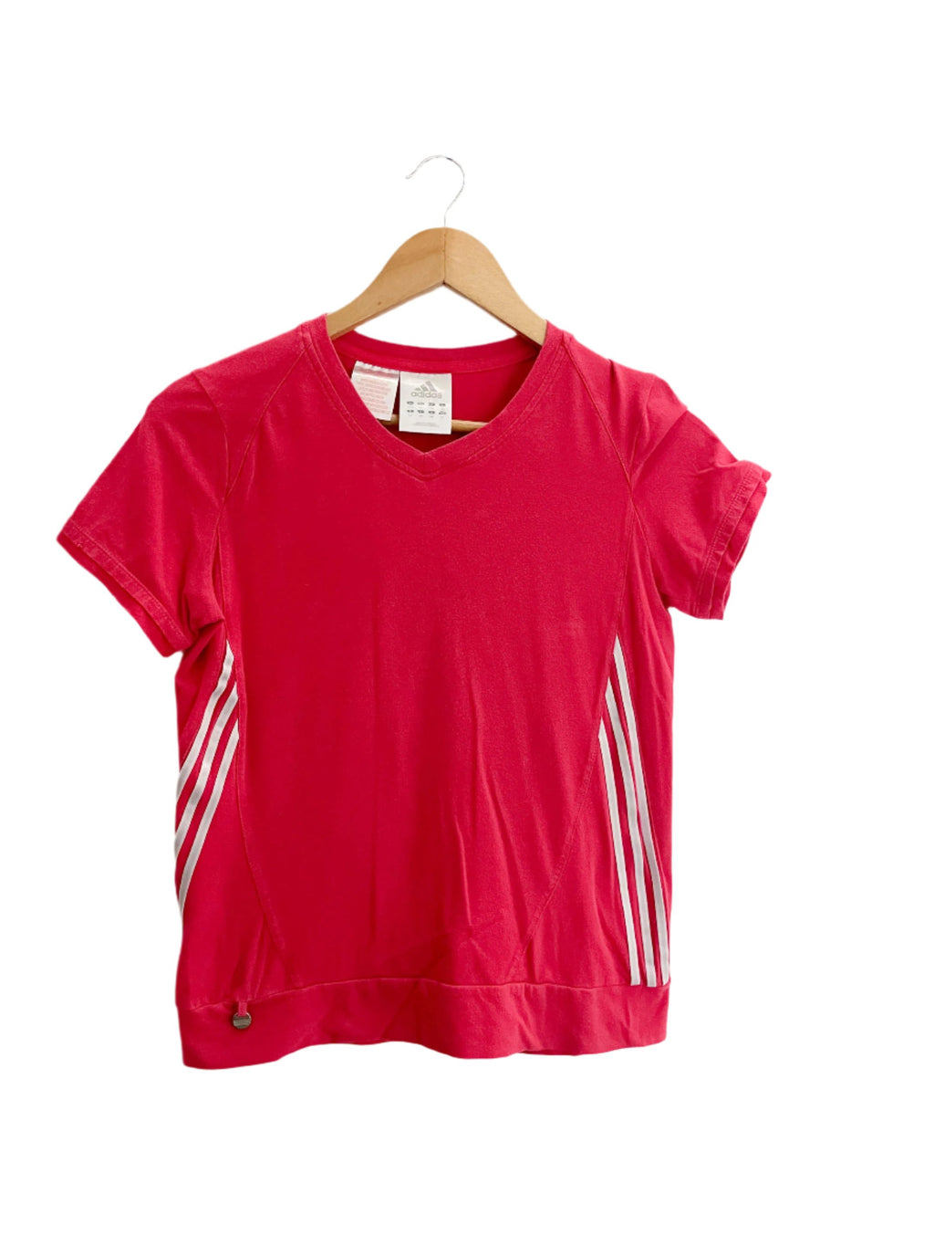 Vintage red adidias 3 stripe V-neck medium tshirt | SKU 1756