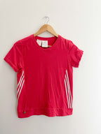 Vintage red adidias 3 stripe V-neck medium tshirt | SKU 1756
