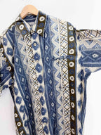 Vintage blue abstract pattern festive shirt size XL