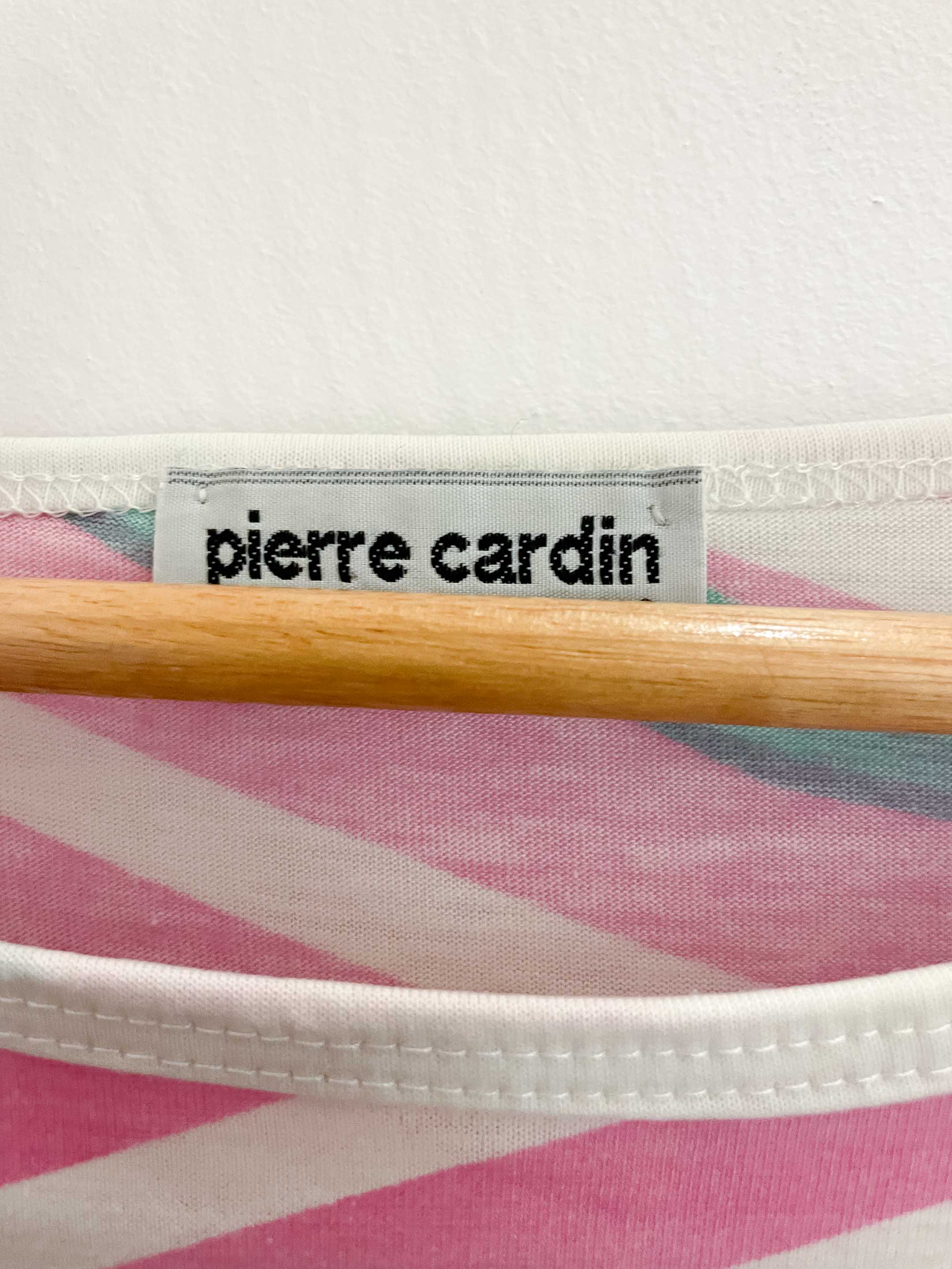 Vintage pierre cardin horizontal stripe pink women tshirt size XXL