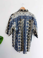 Vintage blue abstract pattern festive shirt size XL